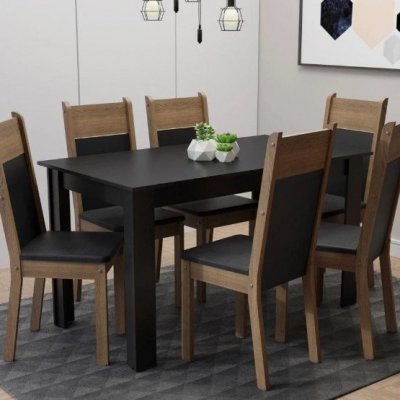 Conjunto Sala Jantar Medelin Mesa com 6 Cadeiras