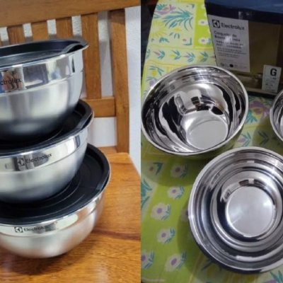 Kit 3 Bowls Tigelas em Inox com Tampa Plástica Electrolux
