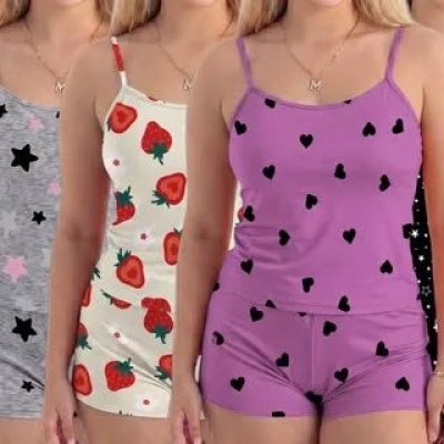 Kit 4 Conjuntos Femininos Baby Doll e Pijamas