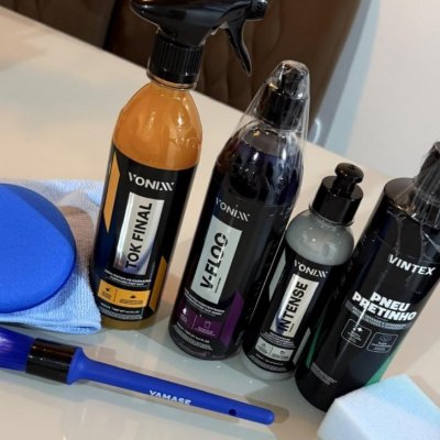 ✨ Kit Lavagem Vonixx: Shampoo V-Floc, Cera Tok Final, Intense, Pneu Pretinho Vintex
