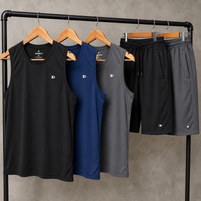 Kit 5 Pçs Camisas Regata e Shorts Tactel G