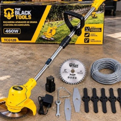 Roçadeira Aparador Grama à Bateria 460W The Black Tools com Acessórios