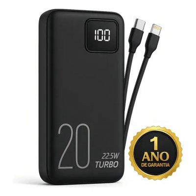 Carregador Portátil Power Bank Turbo 20000mAh 22.5W com Display Digital (DTimp)