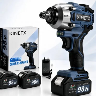 Chave De Impacto Parafusadeira 680nm Brushless 98v 2baterias Preto 127/220v