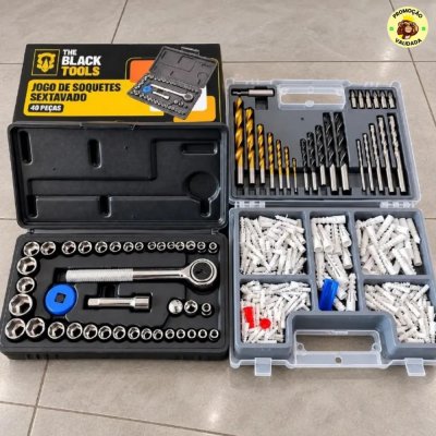🧰 Jogo De Brocas Buchas E Bits Com 300 Pecas E Maleta Kit Chaves Catraca Reversivel 40 Pecas