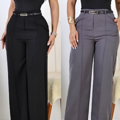 Kit 2 Calça Pantalona Alfaiataria C/ Cinto