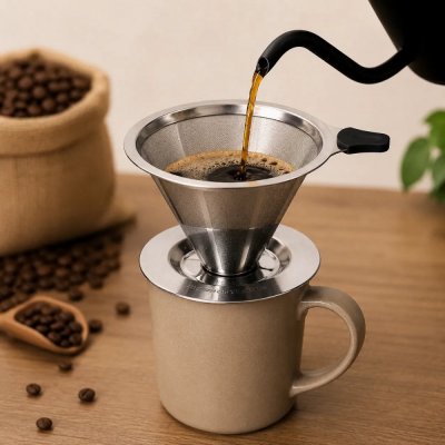 Coador de Café Inox Malha Fina Reutilizável