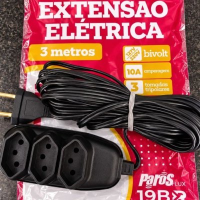 Extensão Elétrica 3 Tomadas Tripolar 3 Metros