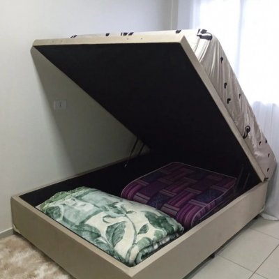 Cama Box Casal Gazin Molas Flora Bege 138x188