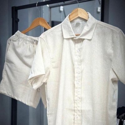 Conjunto Linho Camisa + Shorts com Bolso (4 Cores)