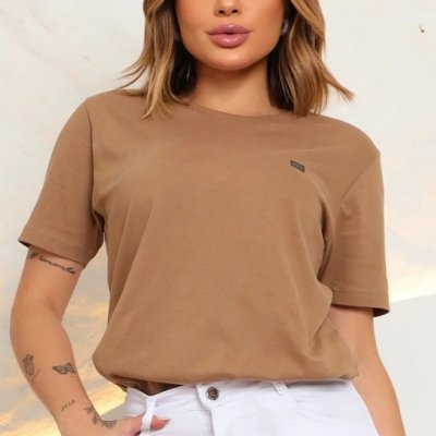 Camiseta Feminina Básica 100% Algodão Manga Curta