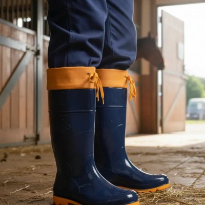Bota Borracha PVC Impermeável Azul/amarela