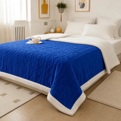 Cobertor Manta De Casal 2,00x1,80 Canelada Sherpa Cores — Manta para cama de casal