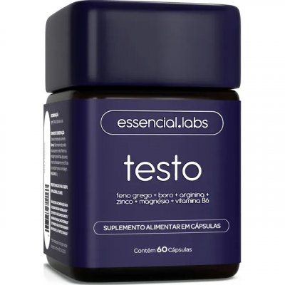 TESTO ESSENCIAL — Fórmula exclusiva com Feno Grego, Boro, Arginina, ZMA e Vitamina B6