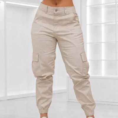 Calça Cargo Jogger Jeans Feminina Com Bolso Lateral Premium — estilo cargo em jeans
