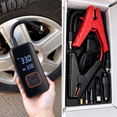 Bomba Elétrica Portátil para Pneus Preto