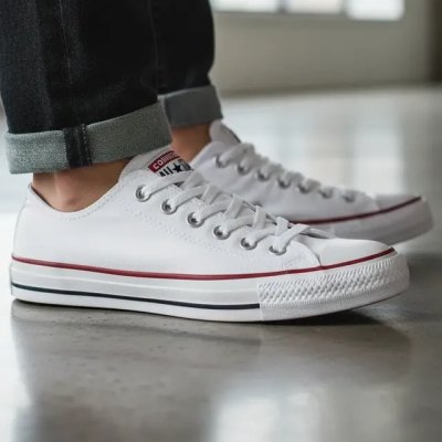 Review: Tênis Chuck Taylor Cano Curto All Star Converse Branco/branco/marinho Liso 35 BR