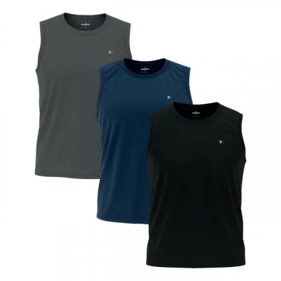 Kit 3 Regata Dry-fit Lisa Masculina Sandrini — Conforto para Academia e Uso Casual