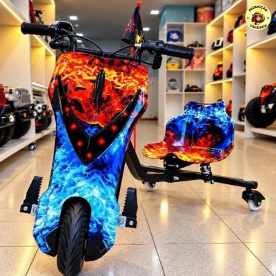 Patinete Eletrico Infantil Triciclo Drift 3 Rodas Kit de Seguranca