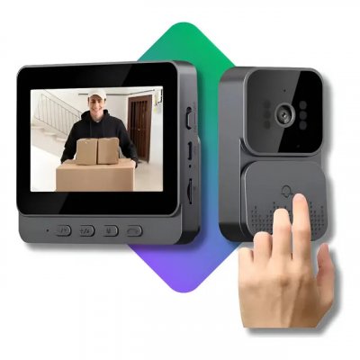 Vídeo Porteiro Sem Fio Interfone Bidirecional Wireless Hd Cinza-escuro 127/220V