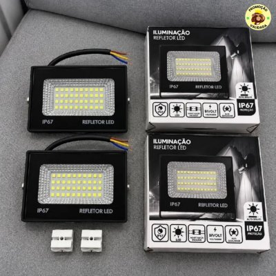 Kit com 2 Refletores Led Holofote 200W IP67 Branco Frio