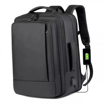 Mochila jiesipote-9242 À Prova D'água Reforçada Expansível Cor Preto