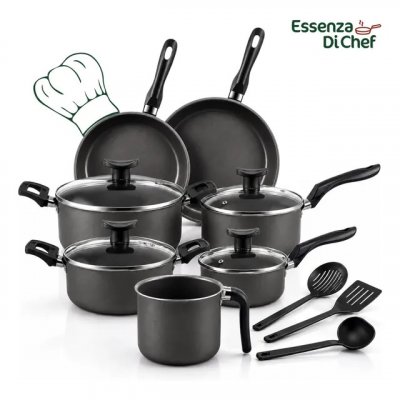 Conjunto Panelas Antiaderente 10 Peças Teflon Várias Cores Preto