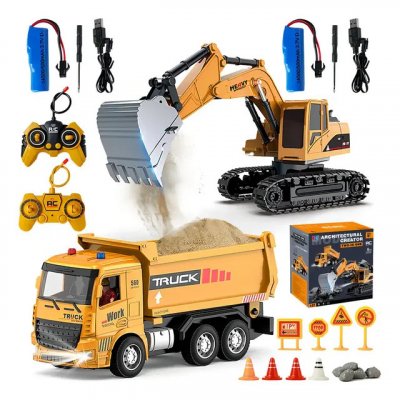 Carros De Escavadeira Controle Brinquedos Engenharia 2in1 Br Amarelo Trator - review
