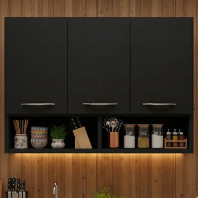 Armario Aéreo Funcional Para Cozinha E Lavanderia Preto — review