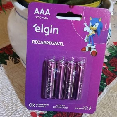 Pilha Recarregável AAA Palito 900mAh Elgin com 4 unidades