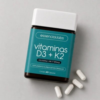 Vitamina D3 + K2 Menaquinona-7 60 Cápsulas