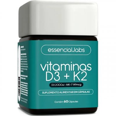 VITAMINA D3 + K2 Menaquinona-7 - Fórmula com Máxima Concentração e Biodisponibilidade