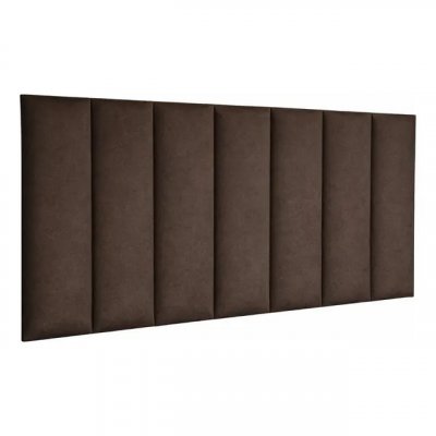 Cabeceira Modular Estofada em 7 Placas 45x20 Retangulares — Marrom para Cama Casal Padrão