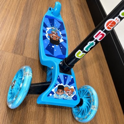 Patinete 3 Rodas Dobrável Led Preto