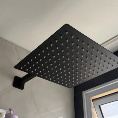 Ducha Quadrada Cromada Inox 30x30 Preto Fosco