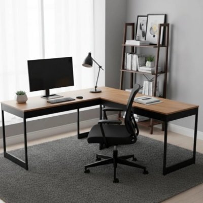Mesa L Estilo Industrial Escrivaninha de Canto