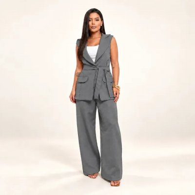 Conjunto Alfaiataria Boss: Colete e Calça Pantalona Social