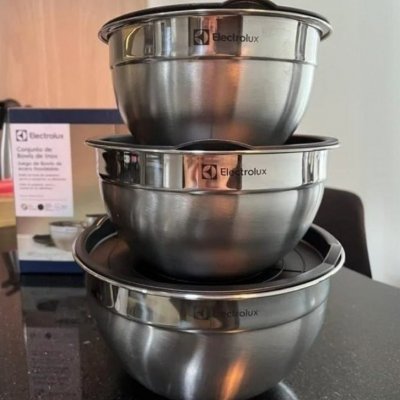 Conjunto de Bowls Tigelas de Inox com Tampa Plástica Electrolux