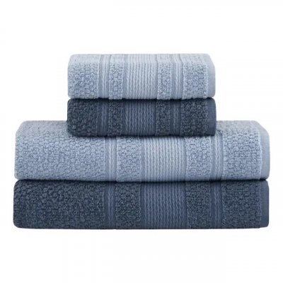 Jogo de Toalhas Buddemeyer Bella Extra Soft Banho — 4 Peças (Azul Claro / Azul Marinho)