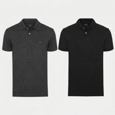 Kit Aramis 2 Polos Algodão Piquet Preto E Grafite Preto M