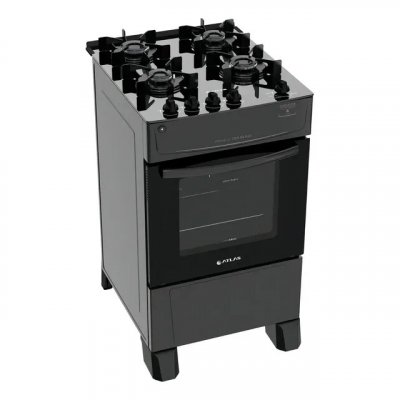 Fogão 4 Bocas Atlas Mônaco Top Glass — Mesa de Vidro, Acendimento Automático e Bivolt