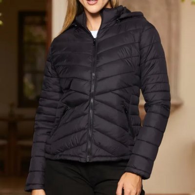 Jaqueta Fem. Nylon Matelassê Facinelli 620229 — Preto, G, Liso