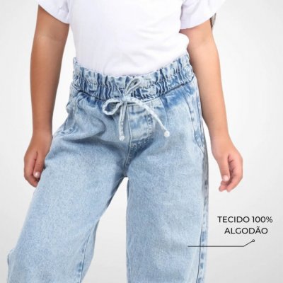 Calça Jeans Wide Leg Infantil Clochard 100% Algodão