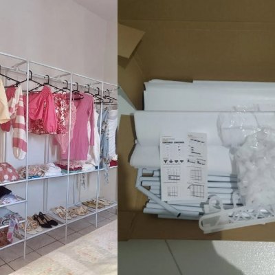 Arara Organizadora 4 Colunas Closet Cabideiro 10 Prateleiras - Branco