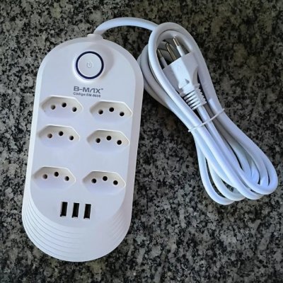 Filtro de Linha Betahome com 6 Tomadas e 3 USB p/ 2500W 2m