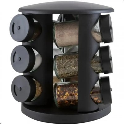 Porta Tempero De Vidro 10 Peças Brinox Lock & Preto — organizado e prático