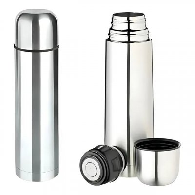 Garrafa Térmica Inox 500ml Camping Viagem Café Água — Metálico Original