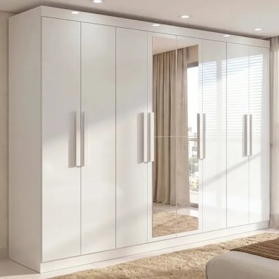 Guarda-roupa Casal Easy Slim 8 Portas Com Espelho Branco — Review