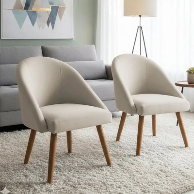 Kit 2 Poltronas Lua Suede Luxo com Pés Palito — Multiambiente