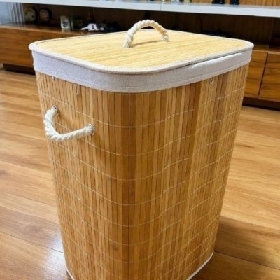 Cesto de Roupas de Bambu 60L